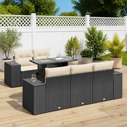 High-Quality 6 Piece Modular Garden Sofa Set Black