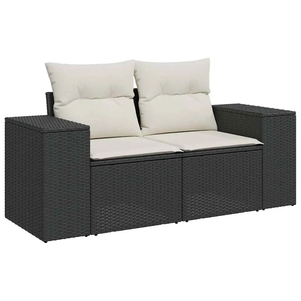 6 Piece Modular Garden Sofa Set Black