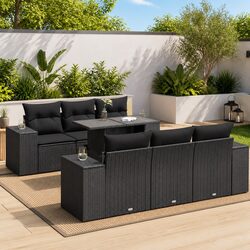 7-Piece Outdoor Garden Sofa Set with Adjustable Table