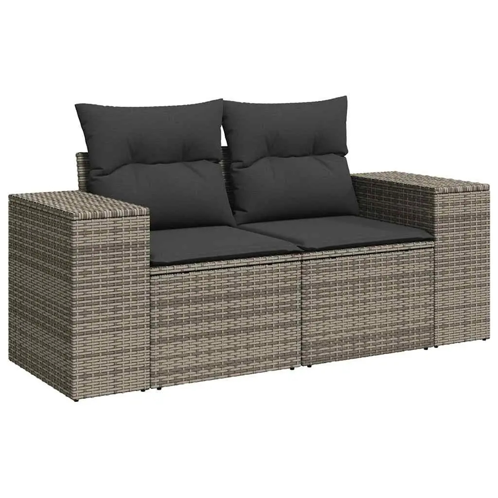 7 Piece Grey Poly Rattan Garden Sofa Set