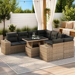 9-Piece Outdoor Garden Sofa Set with Modular Design
