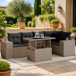 High-Quality Garden Sofa Set 6-Piece Modular Outdoor Grey