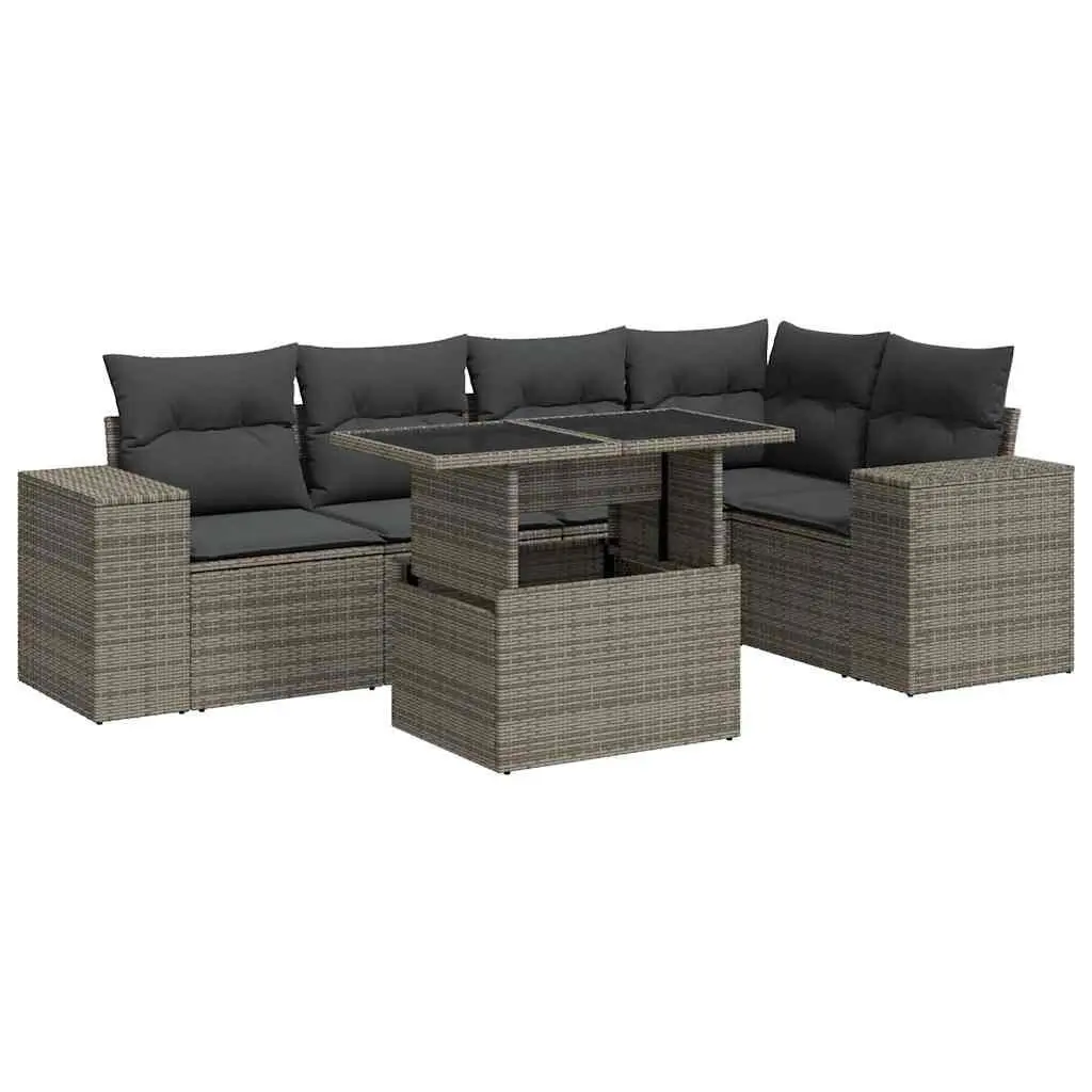 Garden Sofa Set 6-Piece Modular Outdoor Grey