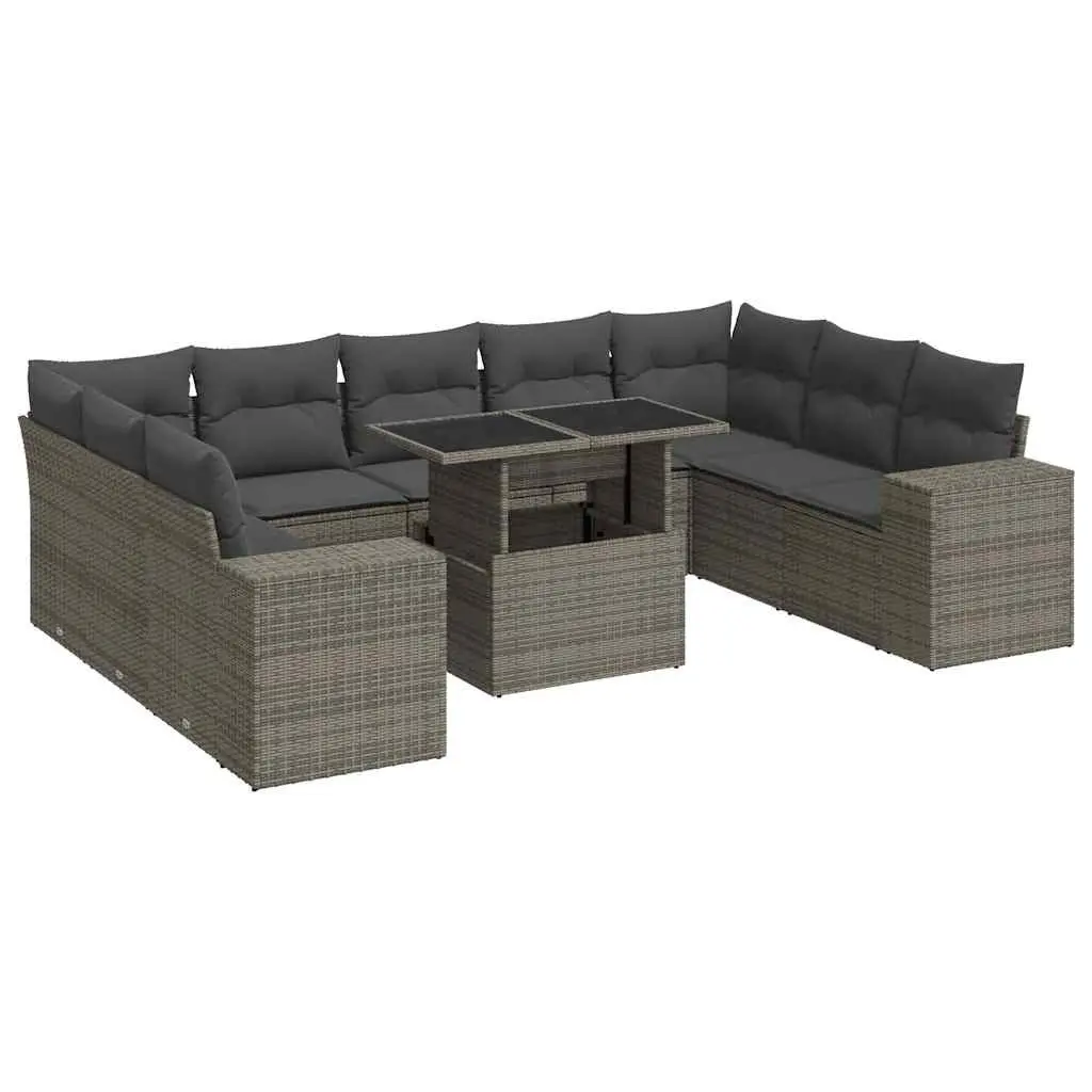 Garden Sofa Set PE Rattan 10 Piece Modular Outdoor Furniture Grey