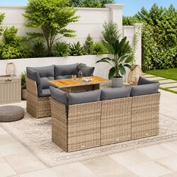 6-Piece Garden Sofa Set with Cushions in Beige