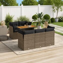 Premium 6 Piece Modular Grey Poly Rattan Garden Sofa Set
