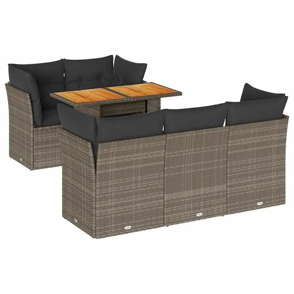 6 Piece Modular Grey Poly Rattan Garden Sofa Set