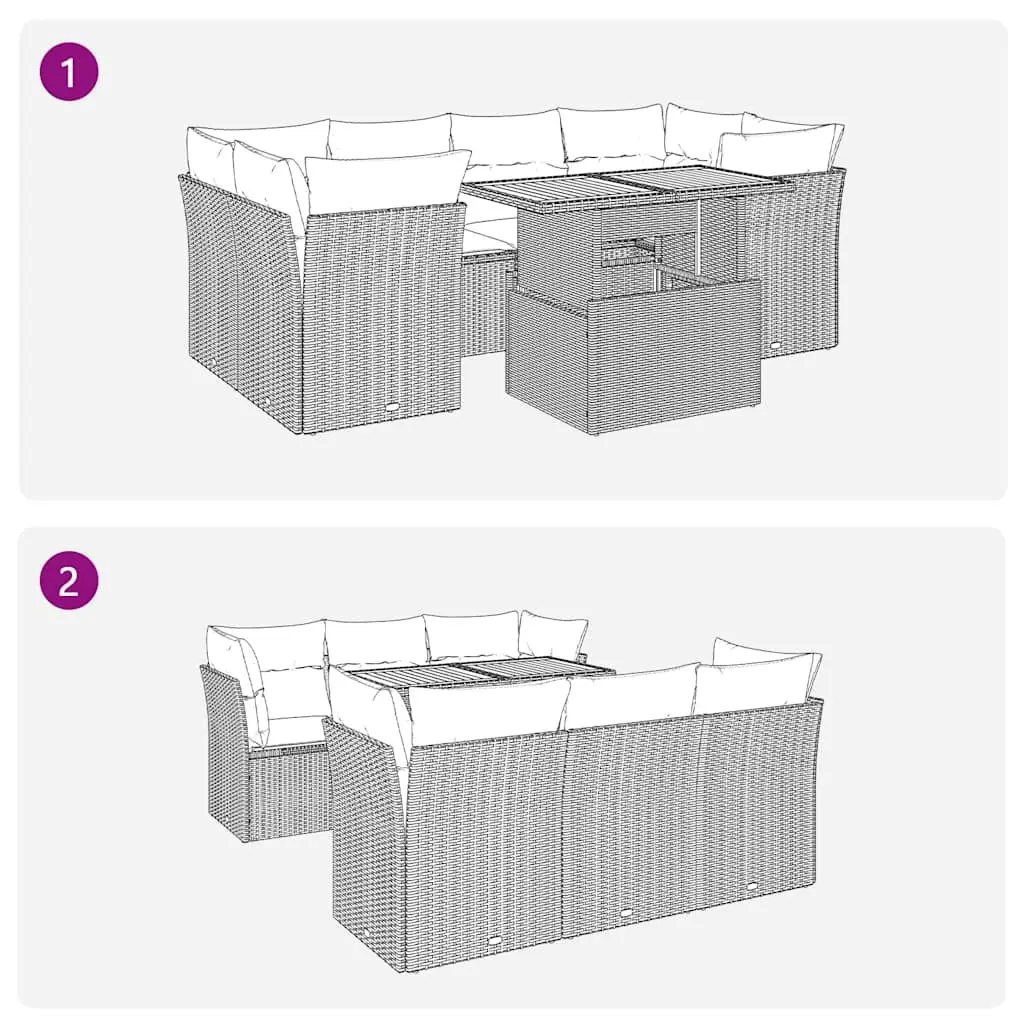 Modular 7-Piece Black Poly Rattan Garden Sofa Set