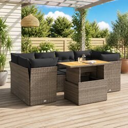 Durable 7 Piece Grey Garden Sofa Set with Storage