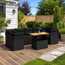 Premium 8-Piece Modular Garden Sofa Set in Black