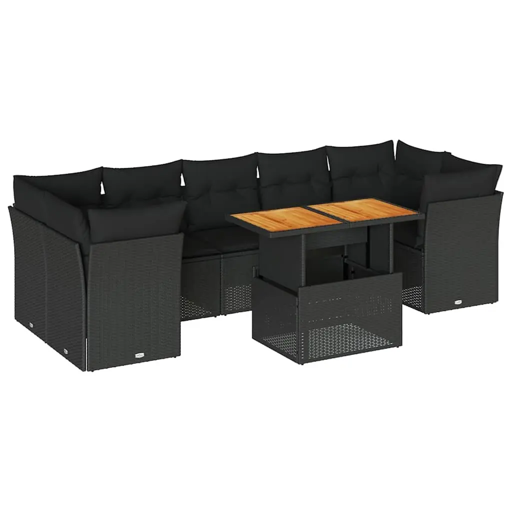 8-Piece Modular Garden Sofa Set in Black