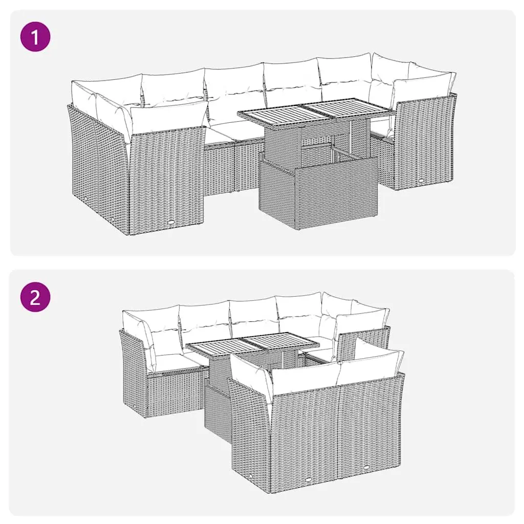 Garden Sofa Set PE Rattan 8 Piece Modular Outdoor Furniture Patio Beige
