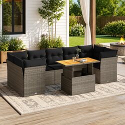 8 Piece Grey Modular Outdoor Sofa Set for Stylish Spaces