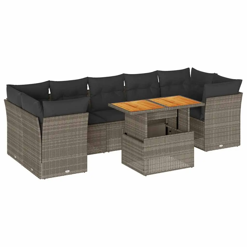 Garden Sofa Set 8 Piece Outdoor Furniture Grey Poly Rattan Modular Patio Seating