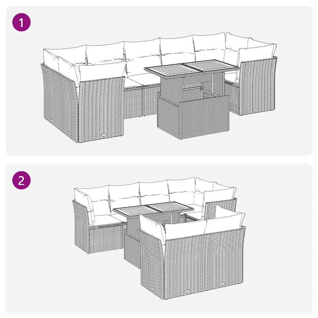 Garden Sofa Set 8 Piece Outdoor Furniture Grey Poly Rattan Modular Patio Seating