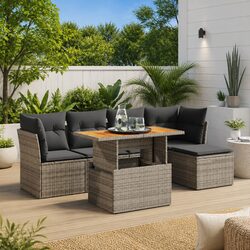 Premium Grey Modular 6-Piece Garden Sofa Set