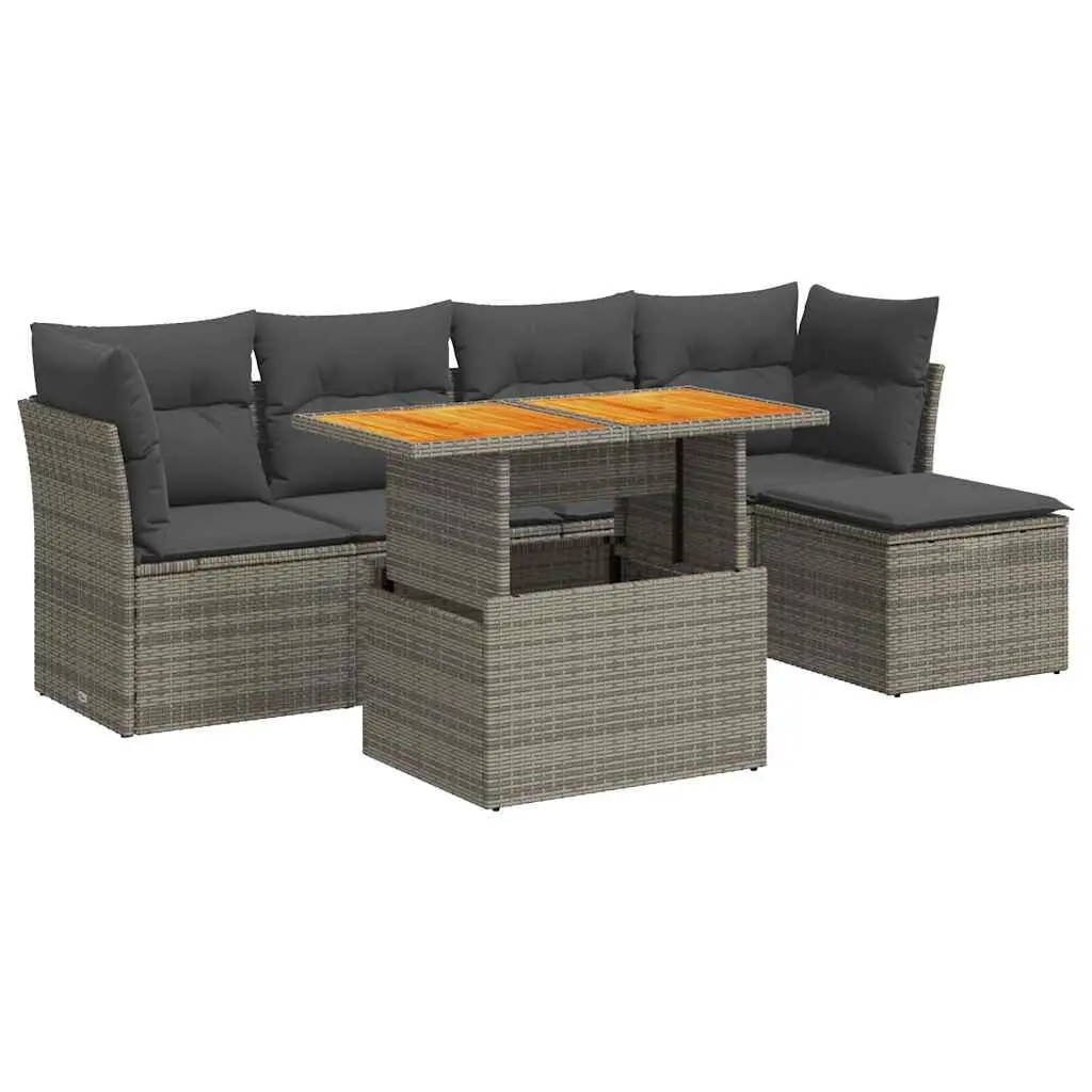 Grey Modular 6-Piece Garden Sofa Set