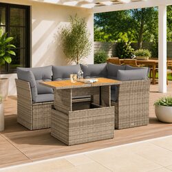 Durable 5-Piece Garden Sofa Set with Adjustable Table