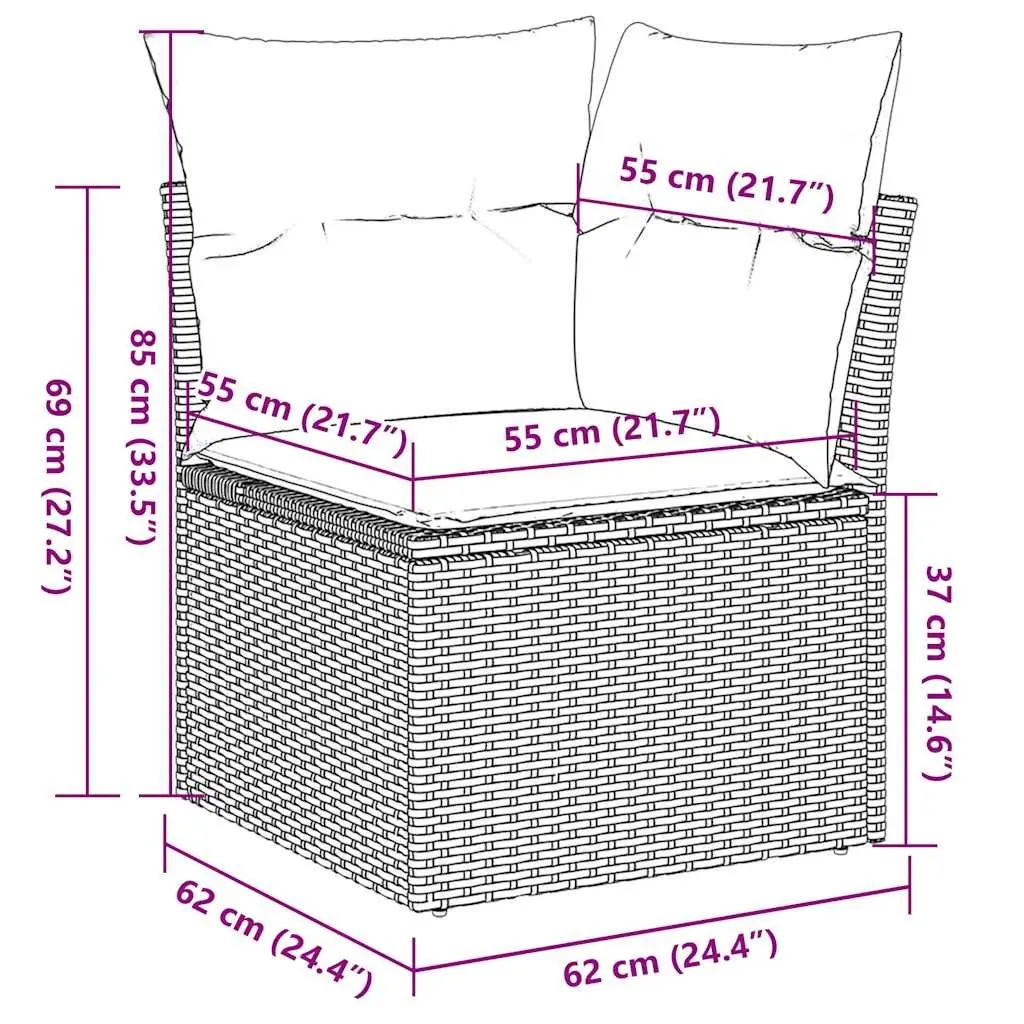 Garden Sofa Set PE Rattan 5 Piece Outdoor Furniture Beige Patio Lounge