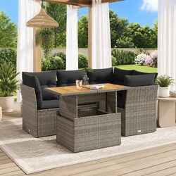 5-Piece Grey Rattan Garden Sofa Set for Outdoor Spaces