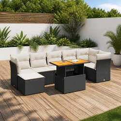 Durable 8 Piece Modular Garden Sofa Set in Black Rattan