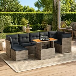 8 Piece Grey Modular Outdoor Sofa Set for Your Garden