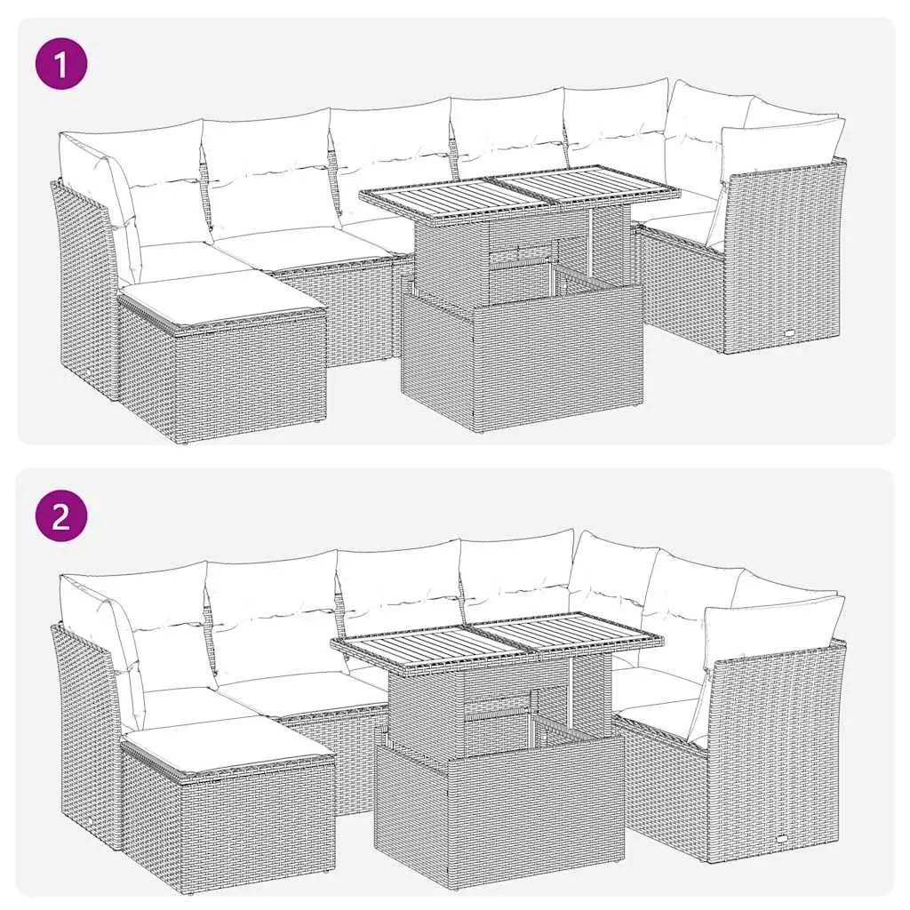 Garden Sofa Set 8 Piece Outdoor Furniture Grey Poly Rattan Modular Patio Seating