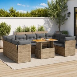 Premium 10 Piece Beige Garden Sofa Set for Outdoor Spaces