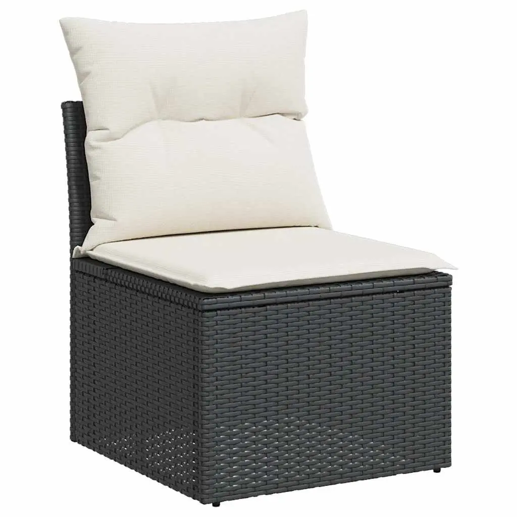 11 Piece Black Poly Rattan Garden Sofa Set