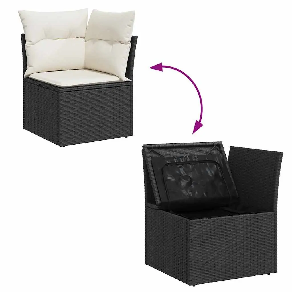 11 Piece Black Poly Rattan Garden Sofa Set