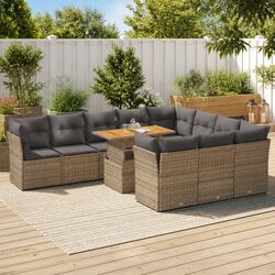 Beige 11 Piece Garden Sofa Set for Outdoor Spaces