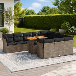 11-Piece Grey Modular Outdoor Sofa Set with Storage