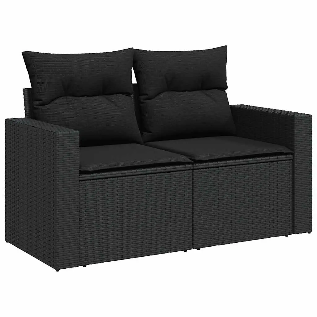 Garden Sofa Set PE Rattan 6 Piece Outdoor Furniture Modular Black