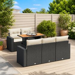 Premium 6 Piece Black Modular Patio Sofa Set