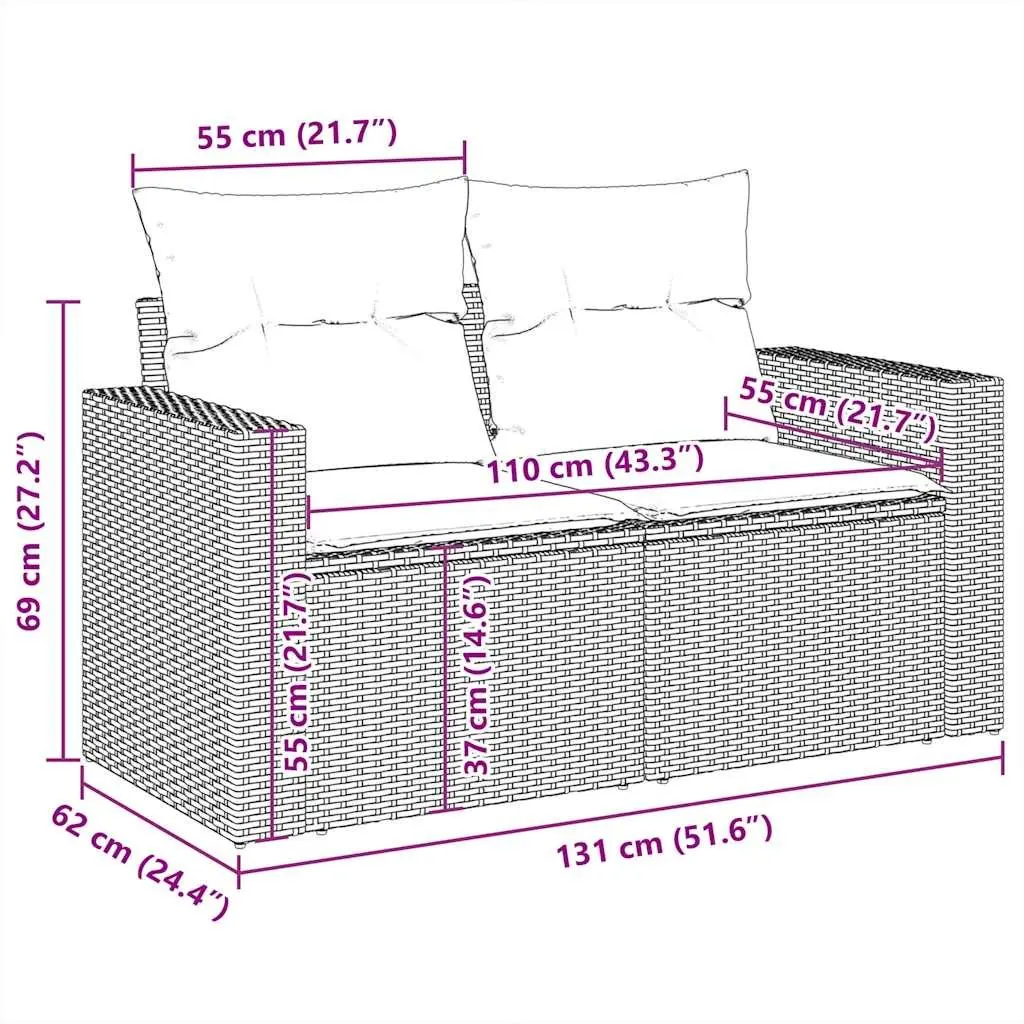 Modular 6 Piece Garden Sofa Set in Grey Poly Rattan