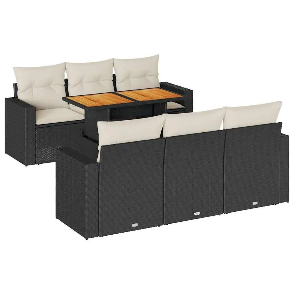 Garden Sofa Set PE Poly Rattan 7 Piece Outdoor Furniture Black Patio Seating
