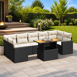 Premium 8-Piece Modular Garden Sofa Set in Black
