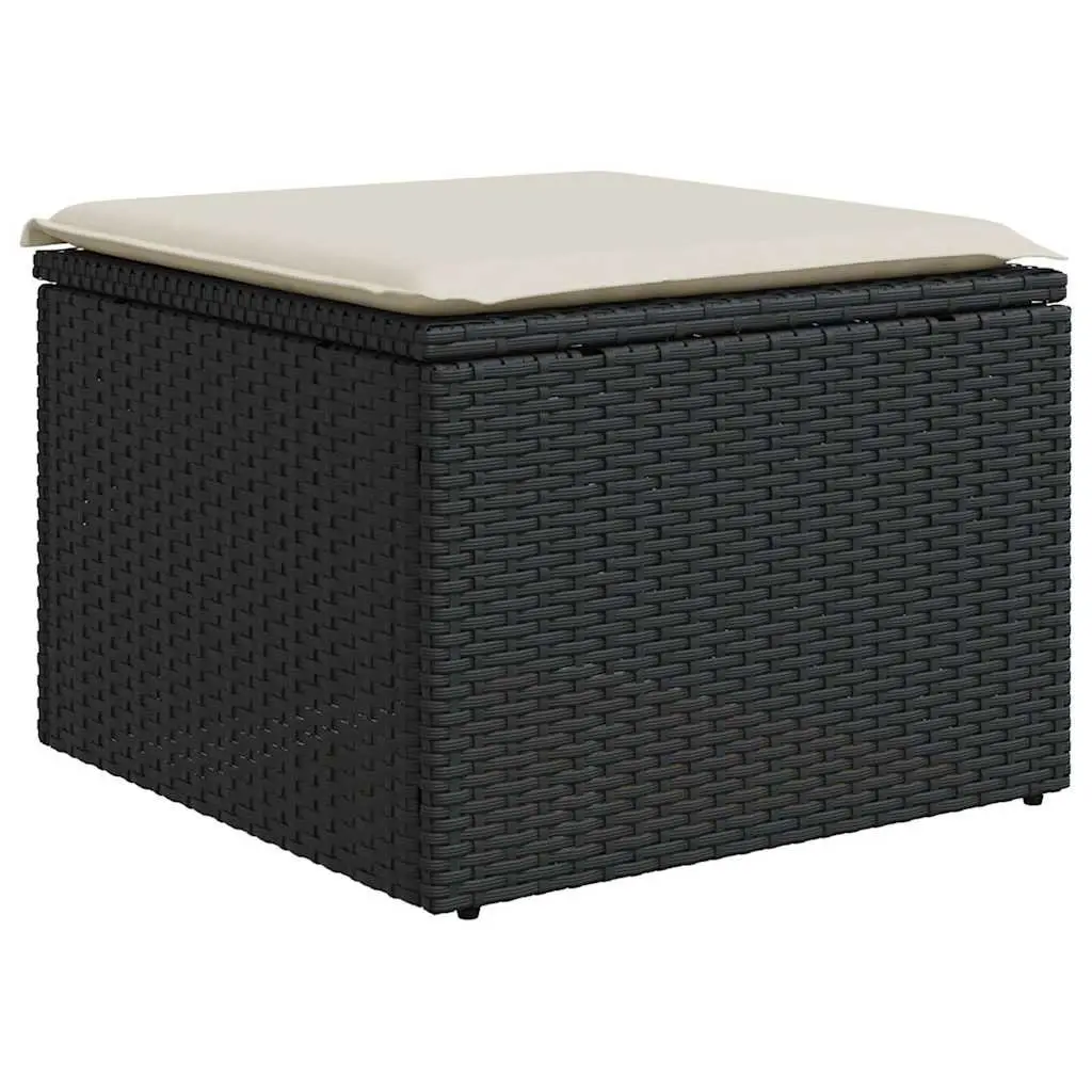 Garden Sofa Set PE Rattan 6 Piece Modular Outdoor Furniture Black