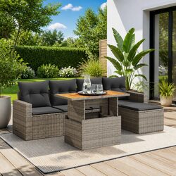 6-Piece Modular Garden Sofa Set in Grey