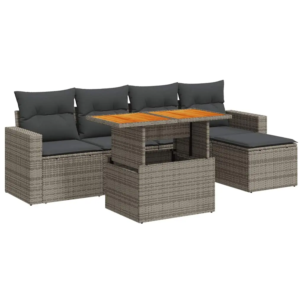 6-Piece Modular Garden Sofa Set in Grey