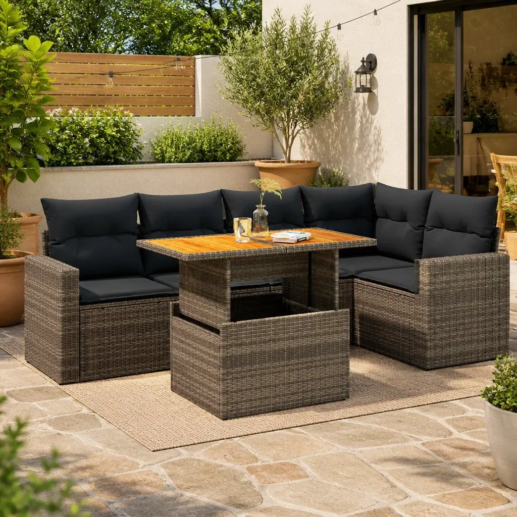 6 Piece Outdoor Garden Sofa Set with Storage