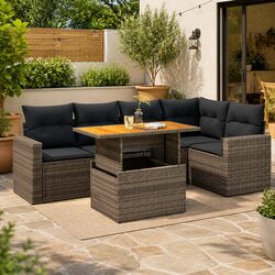 Premium 6 Piece Outdoor Garden Sofa Set with Storage