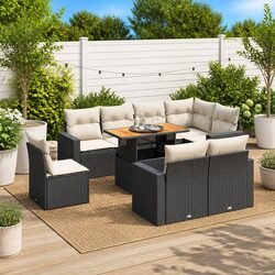 High-Quality 9 Piece Modular Garden Sofa Set in Black