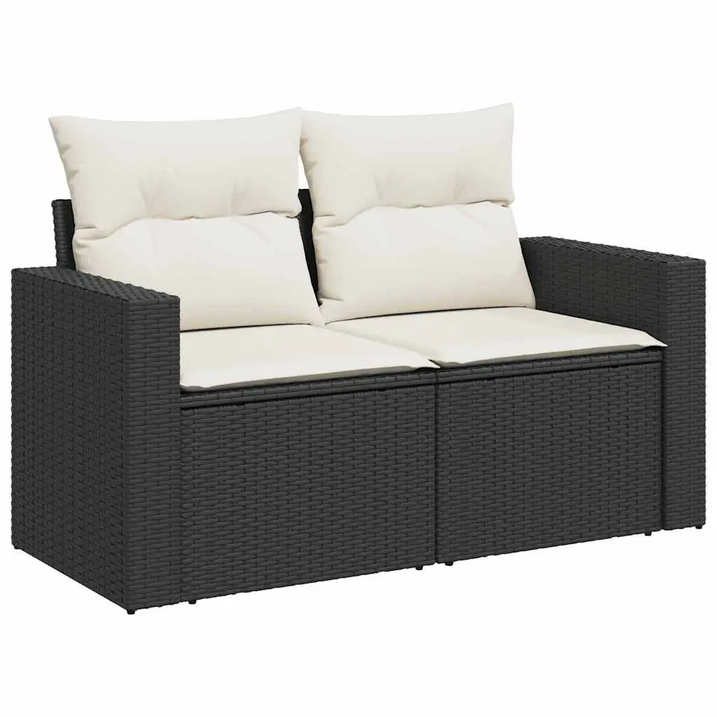 7 Piece Garden Sofa Set PE Rattan Modular Outdoor Furniture Black