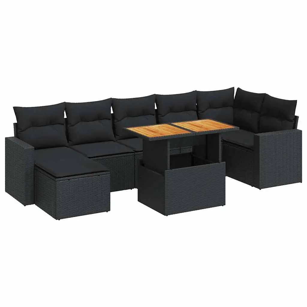 Garden Sofa Set PE Rattan 8 Piece Modular Outdoor Furniture Black