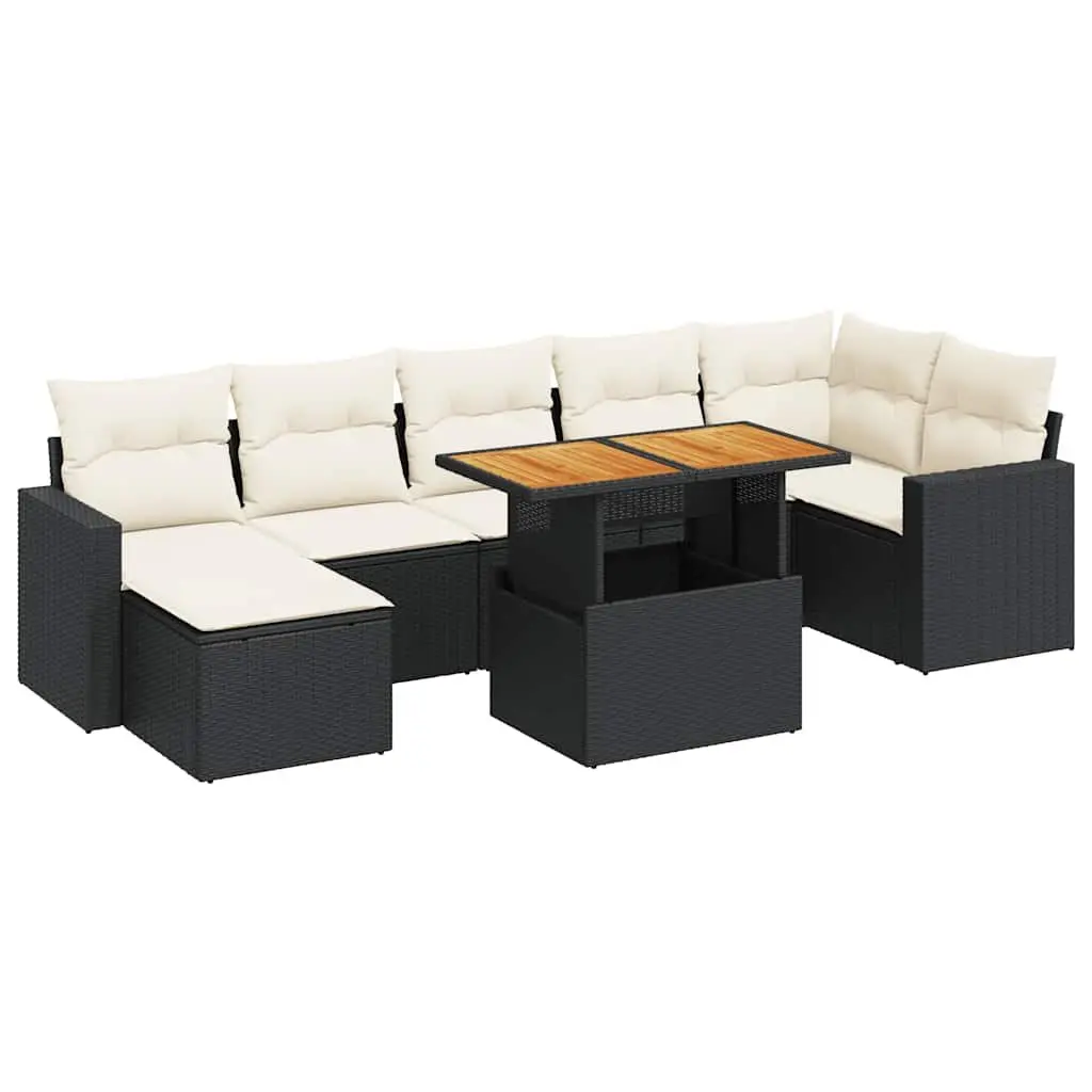 Garden Sofa Set PE Rattan 8 Piece Outdoor Patio Furniture Black