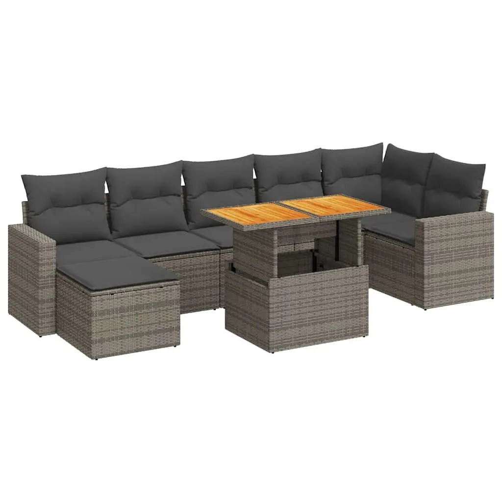Garden Sofa Set PE Rattan 8 Piece Modular Grey Outdoor Furniture
