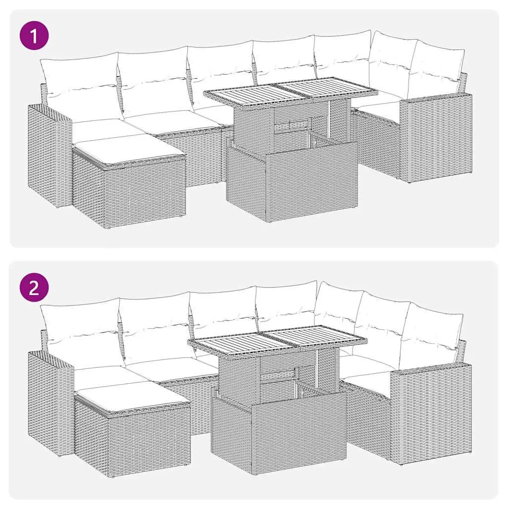 Garden Sofa Set PE Rattan 8 Piece Modular Grey Outdoor Furniture