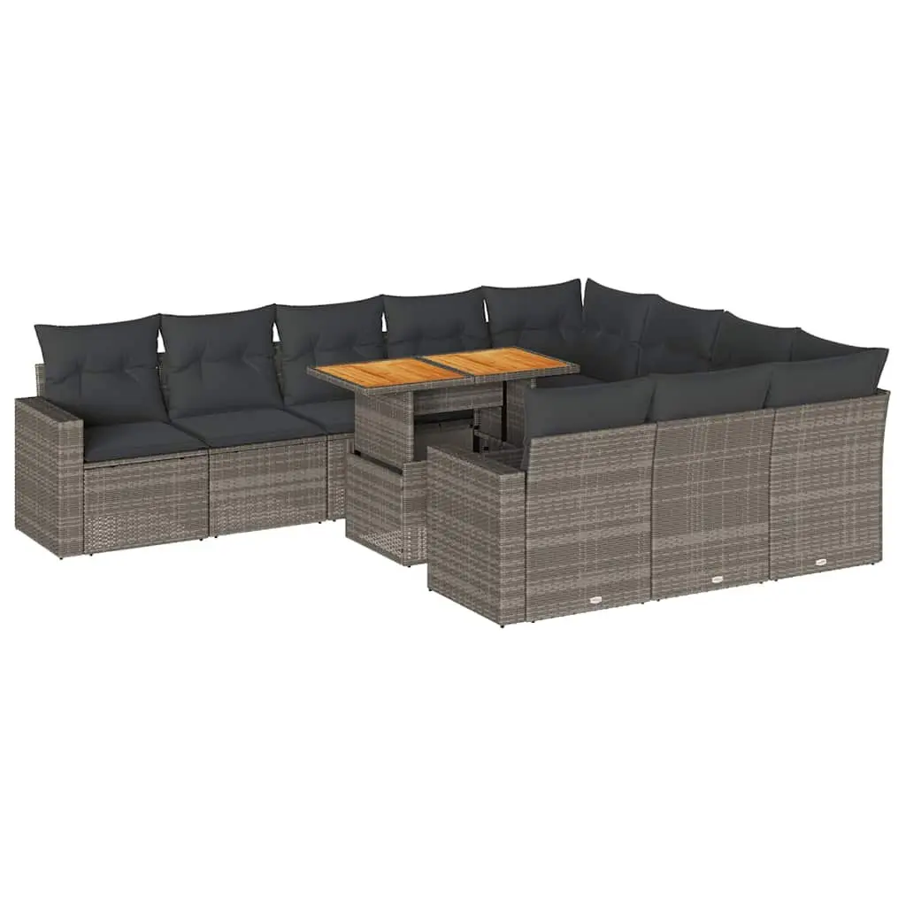 Garden Sofa Set PE Rattan 11 Piece Outdoor Furniture Grey Patio Lounge Seating