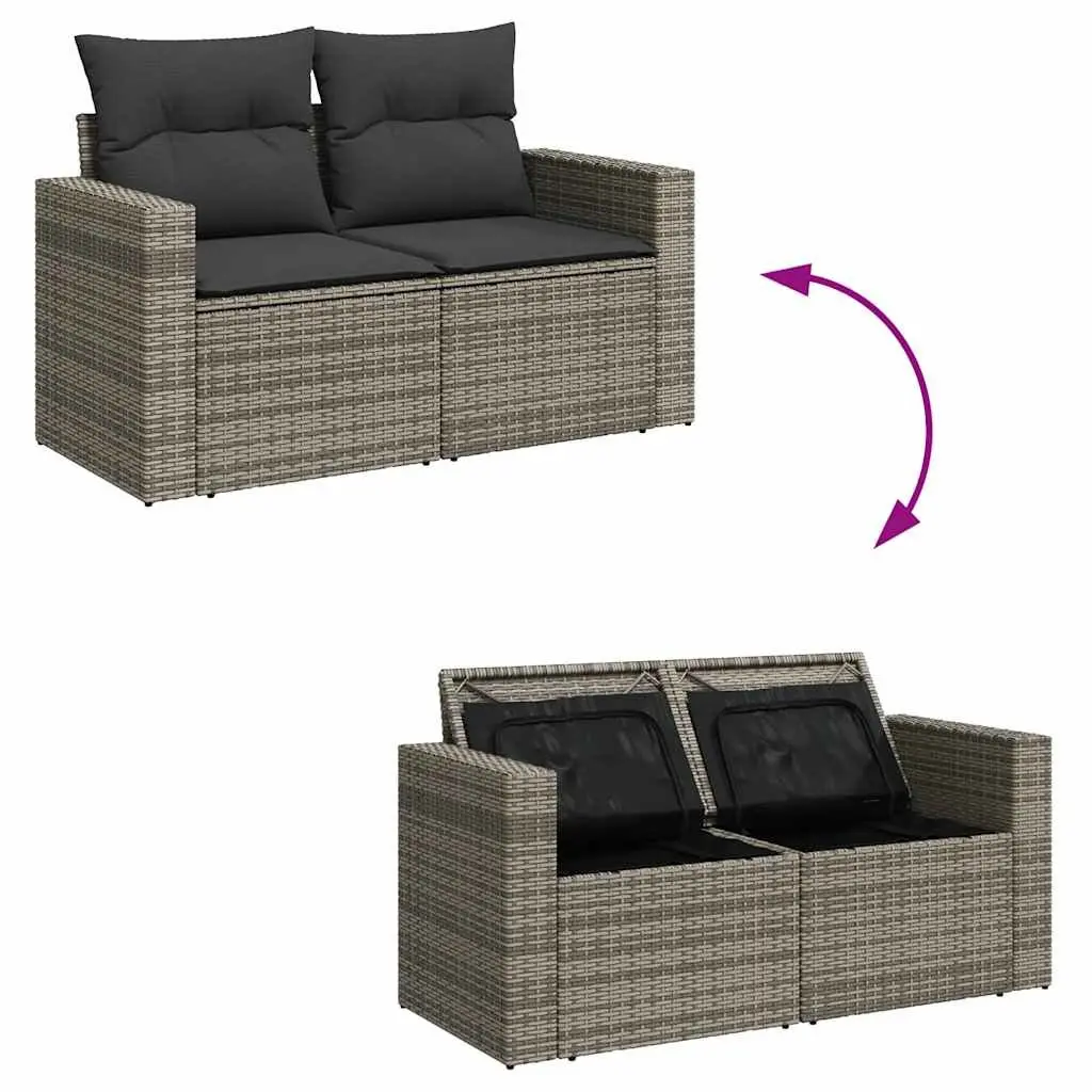 Garden Sofa Set PE Rattan 11 Piece Outdoor Furniture Grey Patio Lounge Seating